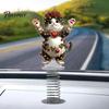 Healing Desk Decor for Office Cute Cat/Dog/Elf Car Dashboard Decorations with Spring Swing Design, Double-sided 2D Flat Acrylic Small Gifts