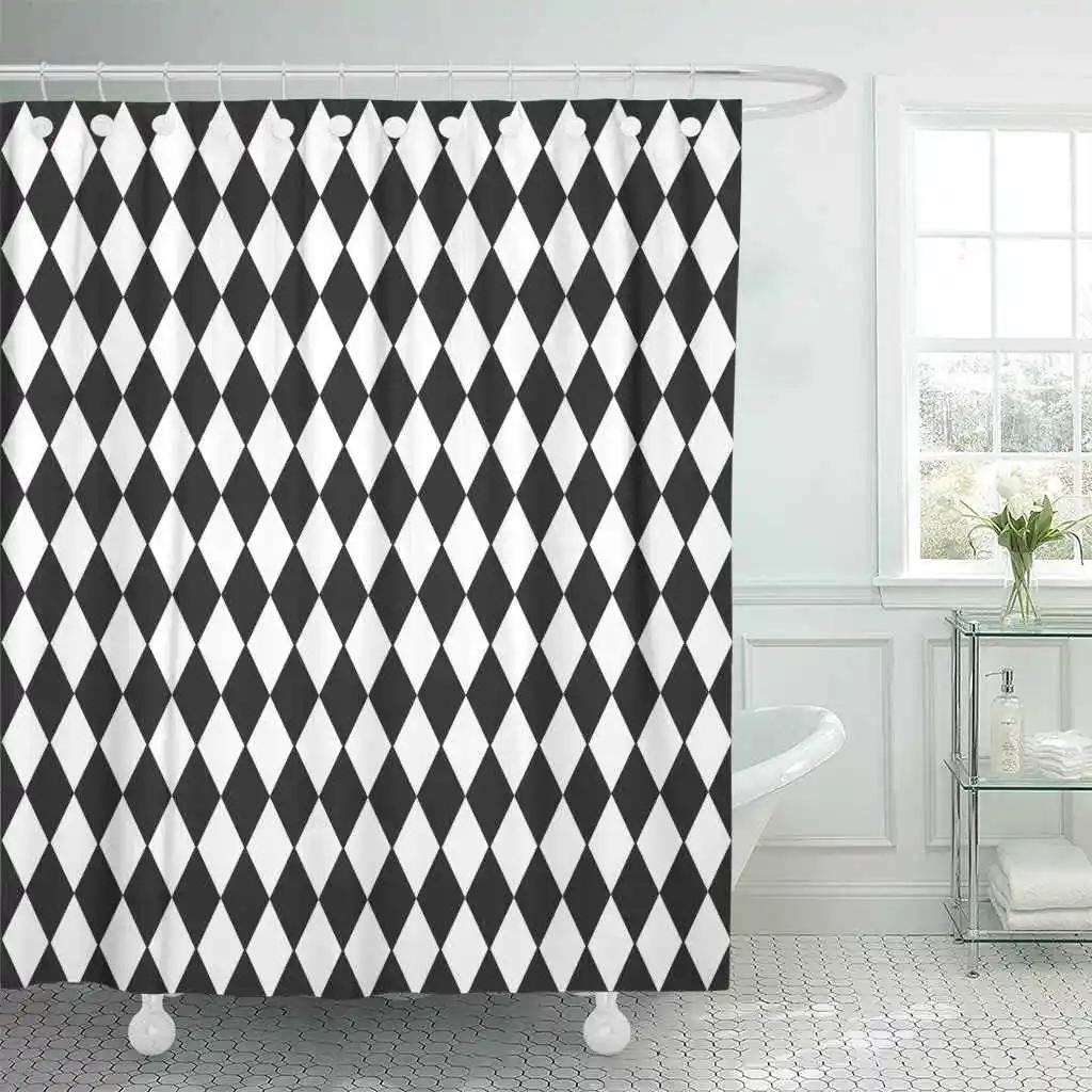Color Geometric Shower Curtain Set Mid Century Modern Retro Drop Shapes Abstract Art Bathroom Polyester Fabric Curtains Hooks