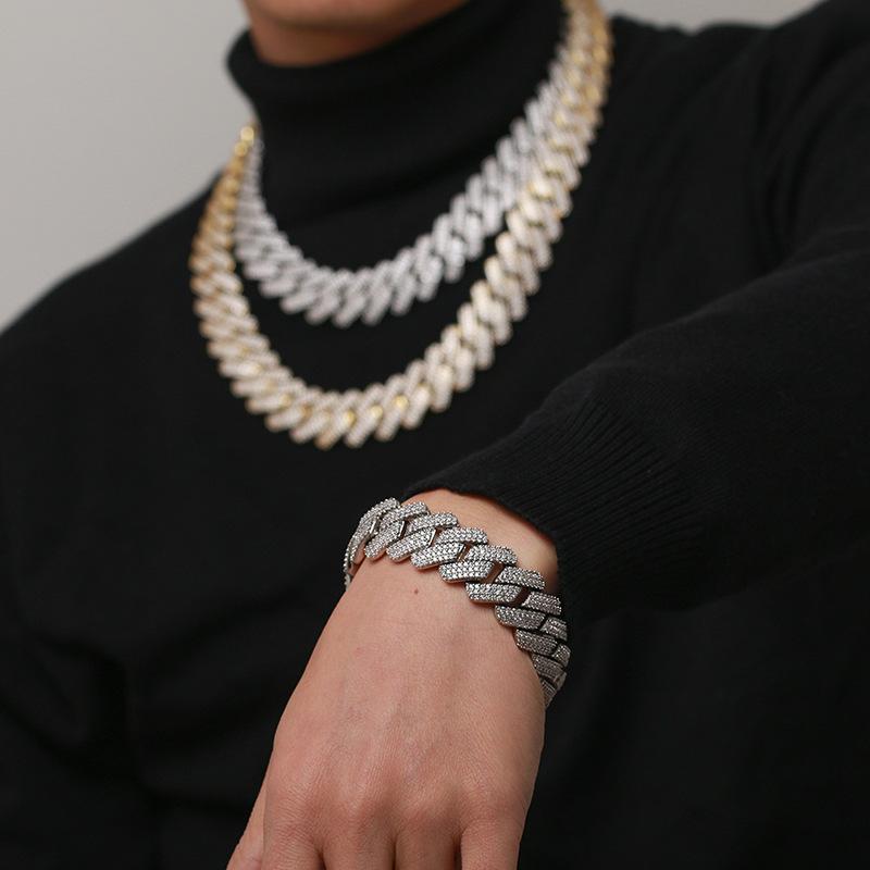 Exklusive Herren Cuban Chain 18K Gold-Plated mit Zirkonia - Kupferkörper Auf Lager Modeschmuck
