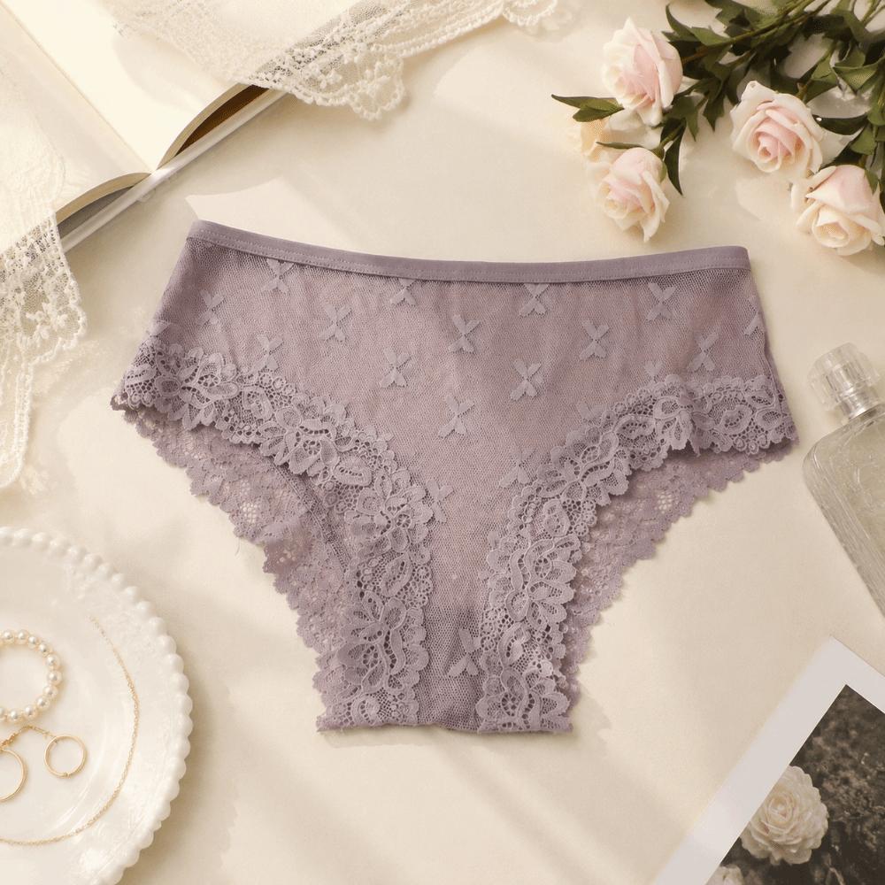 Transparent Lace Trim Briefs Seamless Perspective Underwear Lingerie Sheer Mesh Underwear  Gifts