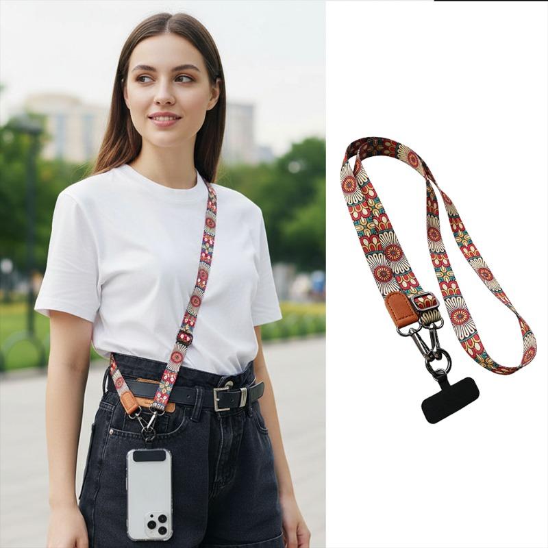 Phone Case Cswo02 Bohemian Vintage Cell Phone Lanyards Adjustable Neck Strap Anti-Lost Mobile Phone Lanyard With Universal Clip For Iphone Case