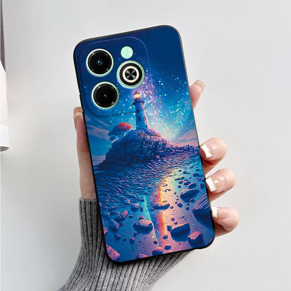 For Infinix Hot 40i Case Hot40i Fashion Marble Black Silicone Soft Phone Case For Infinix Hot 40i 40 i X6528B Back Cover Fundas