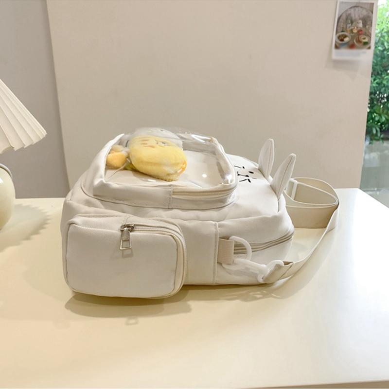 Roztomilá průhledná taška přes rameno s kočkou Velkokapacitní studentská crossbody taška Anime plátěná taška