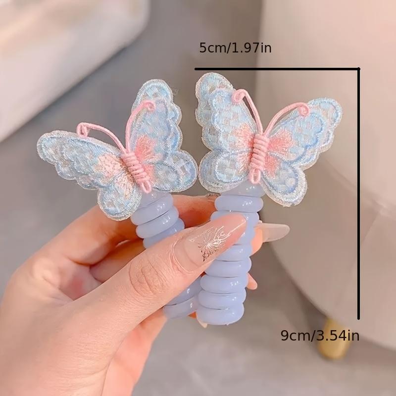 10pcs Cute and Sweet Butterfly 's Telephone Line Hair Bands, Gentle and Versatile 5 Color Butterfly Set Hairpins, for Daily Versatile Hair Accessories