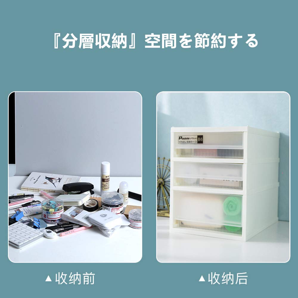 Paulele Storage 17cm W X 23cm D X 27cm Small Item Storage Small Item Document Desktop Letter Office Stationery Case, Drawer, 3-Tier, B6-2 Size H,