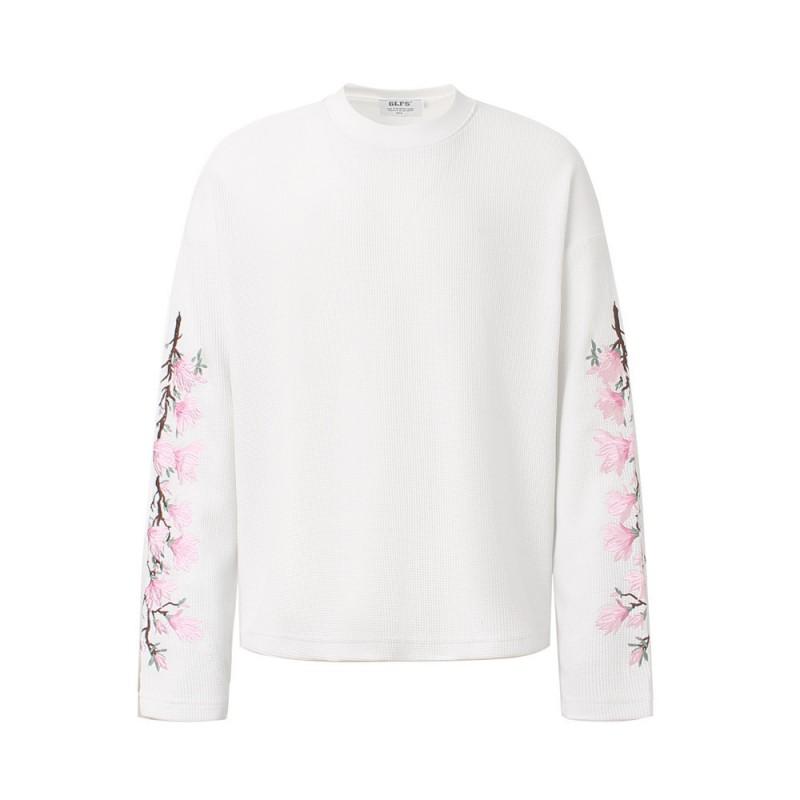 Mens Oversized Floral Embroidered Long Sleeve