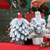 Holiday Decor Small Flocked Mini Christmas Tree with Wooden Stand for Holiday Tabletop Decoration Festive Party Supplies