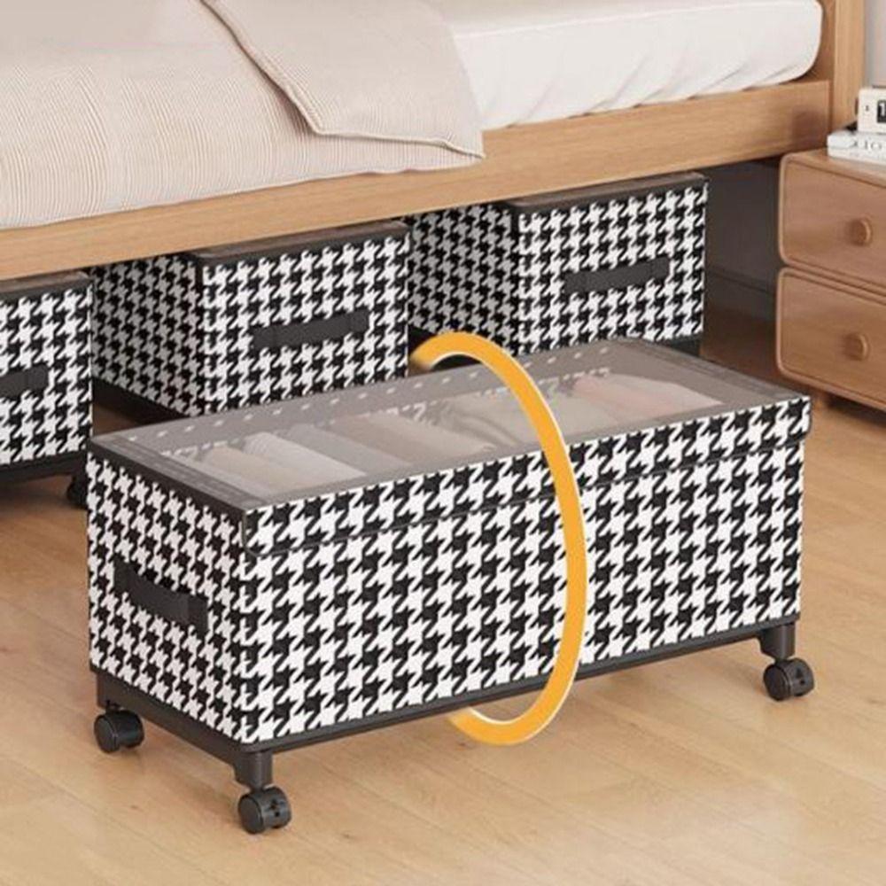 Space Saving Mobile Under Bed Organizer Large Capacity Transparent Cover Storage Box  for Home