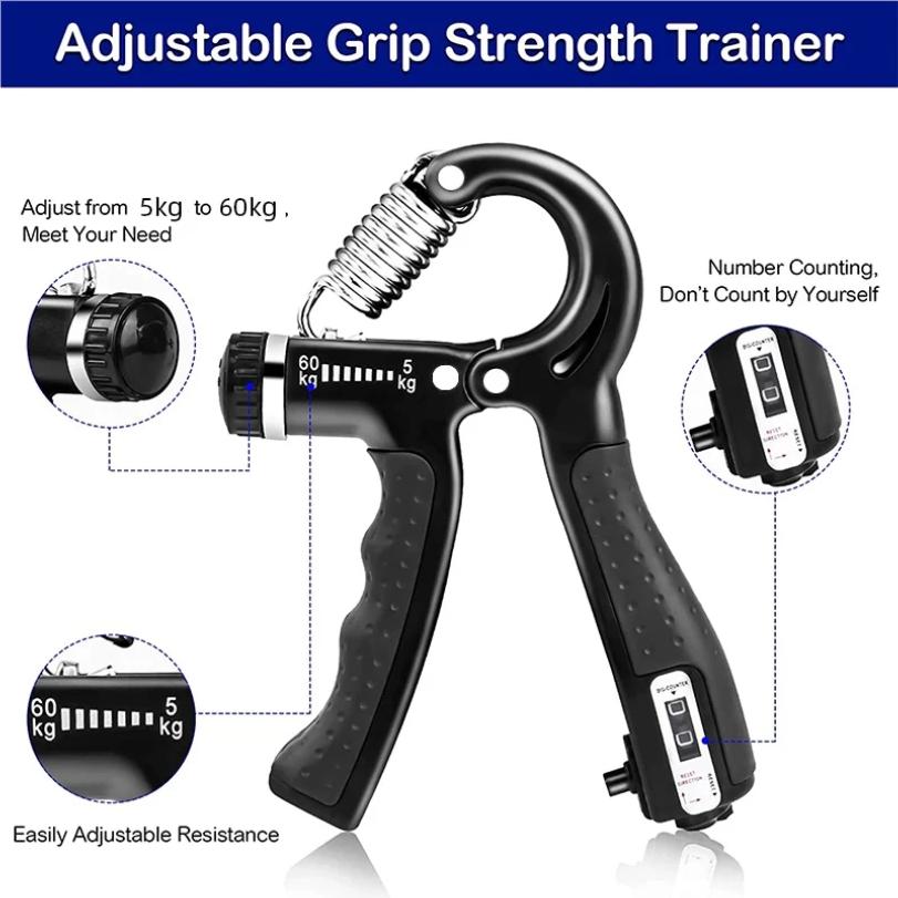 5–60 kg verstellbarer Handgriff-Stärker, Handgrifftrainer mit Gegenhandgelenk, Unterarm und Handtrainer für den Muskelaufbau
