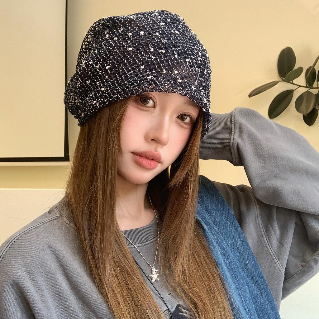 Retro hollow headgear women's summer thin breathable loose face small versatile pile hat tide