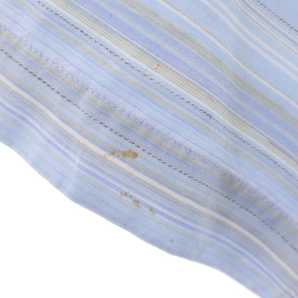 LACOSTE made in Japan Border Pattern Short sleeve shirt 3 Blue Men's Used