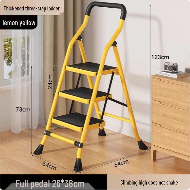 Multi-functional Indoor Folding Ladder with Handrails and Widened Pedals - Four to Five Steps for Home and Dorm Use