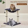 Compact Cat Tree with Integrated Nest, Scratching Post, Teaser Toy, and Durable Plush Wrap.