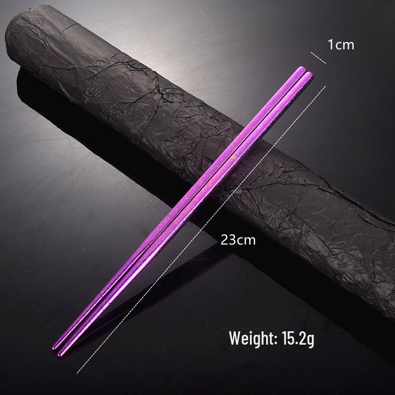 Color-Changing Titanium Crystal Chopsticks: Portable, Hollow, High-Temp Safe, Gift-Boxed for Outdoor & Home Use
