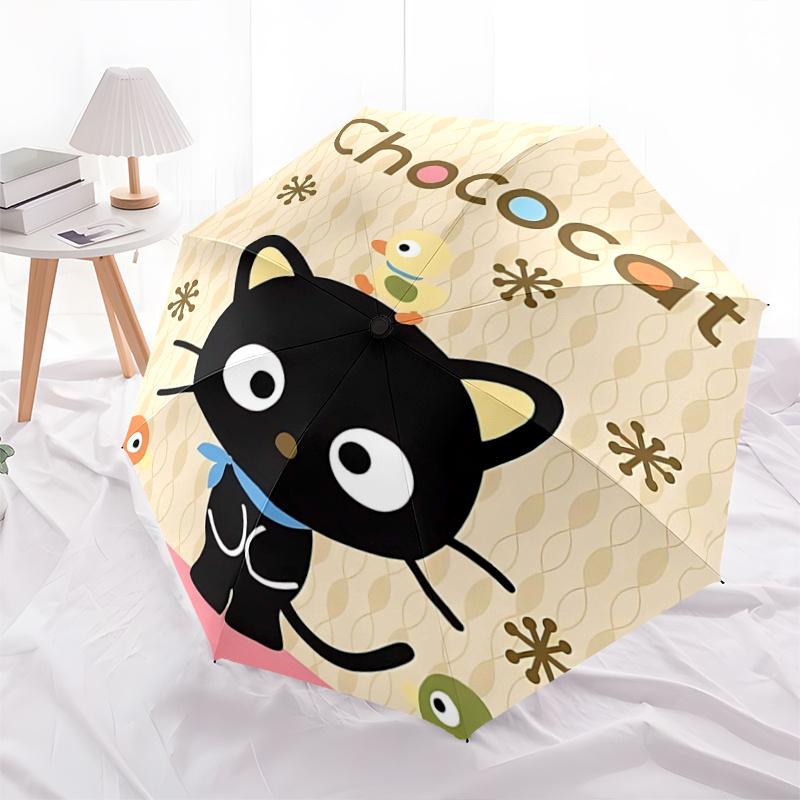 

1pc Chococat Duck Automatic Folding Umbrella - Portable 3-Fold Design with Iron Frame, Perfect for Outdoor Use, Festive Gifts, Travel, Daily Use, Suit