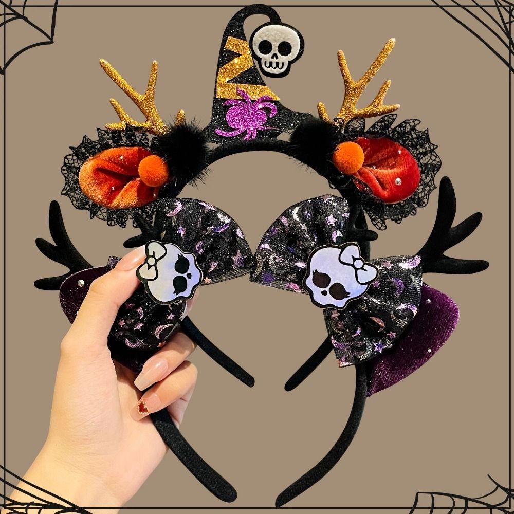 Black Headdress Halloween Headband Plush Cosplay Headband Spider Web Headband Hair Accessories