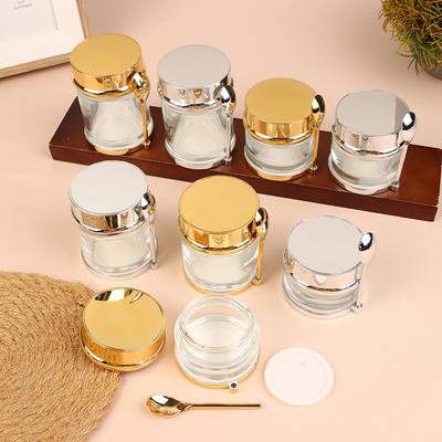 Borcan gol pentru cremă galvanizat, sticlă de loțiune reutilizabilă cu linguriță 30/50/80/100g, recipient pentru dischete cosmetice pentru față, de călătorie