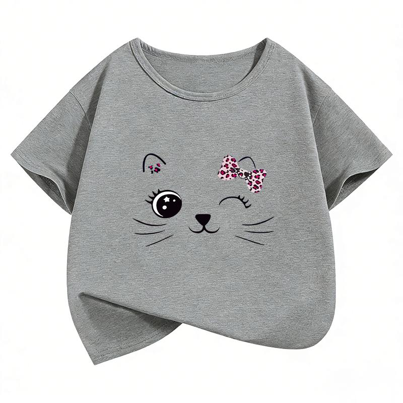 Kawaii Cat Meme T Shirts Cat Funny Short Sleeve Harajuku Kids Childrens Tshirt Boys Girls Casual Top Tee Summer