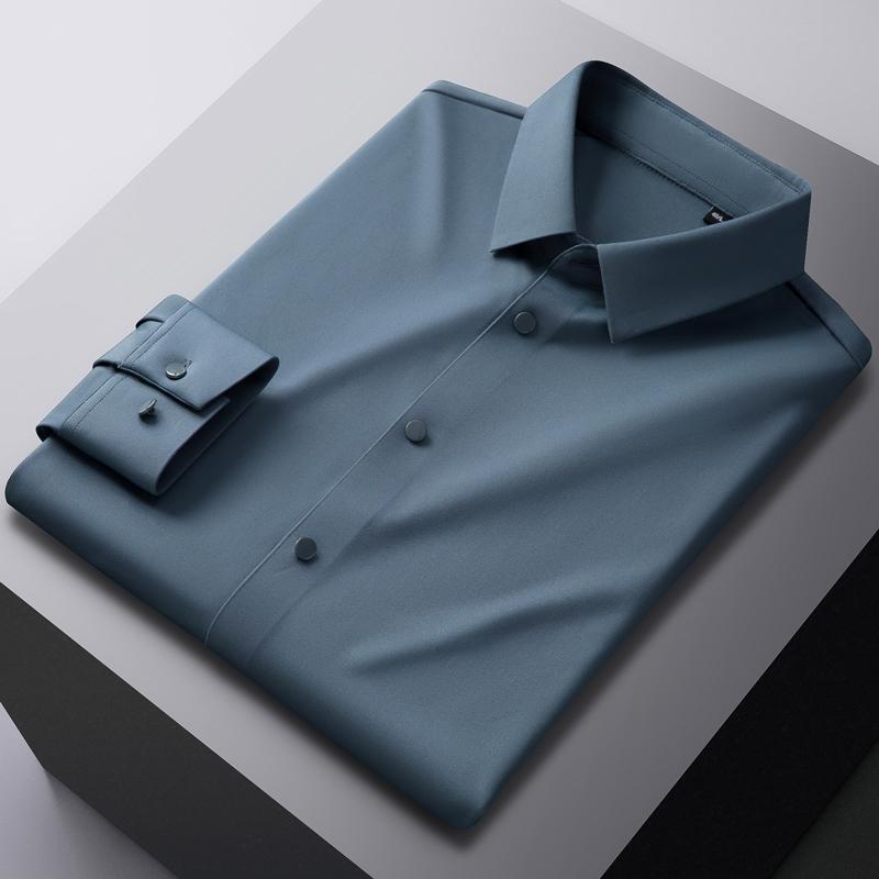 Elegant Classic Design Slightly Stretch Button Up Shirt, Men's Clothes Iron-Free Long Sleeve Dress Shirts For Spring Fall Winter