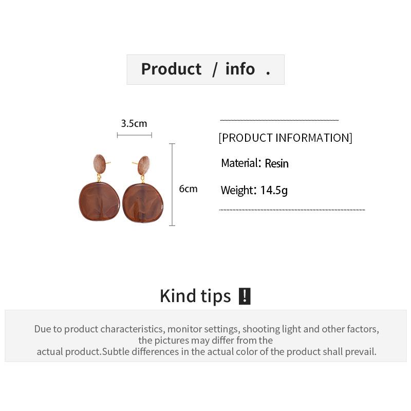 Vintage Amber Color Smuding Resin Dangle Earrings Women's Minimalist Geometric Drop Earrings Trendy Jewelry Party Gifts K1