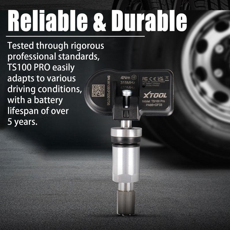 XTOOL TS100 PRO TPMS SENSOR 315MHz & 433MHz TPMS Sensor Tire Repair Tools 2 IN 1 Car Tire Pressure Monitor Tester Programming