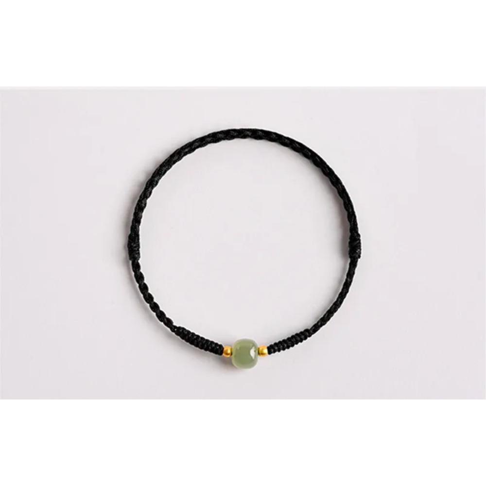 Natural Hetian Jade Transfer Lucky Bead Bracelet Anklet Ornament Accessorie Rope Tie Foot Friend Gift Red Rope Simple Personalit