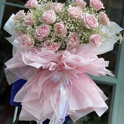 1 Roll Handmade Hollowed Out Mesh Flower Bouquet Flower Wrapping Paper Scrapbook Decorative DIY Materials Weddings   Bouquet Supplies