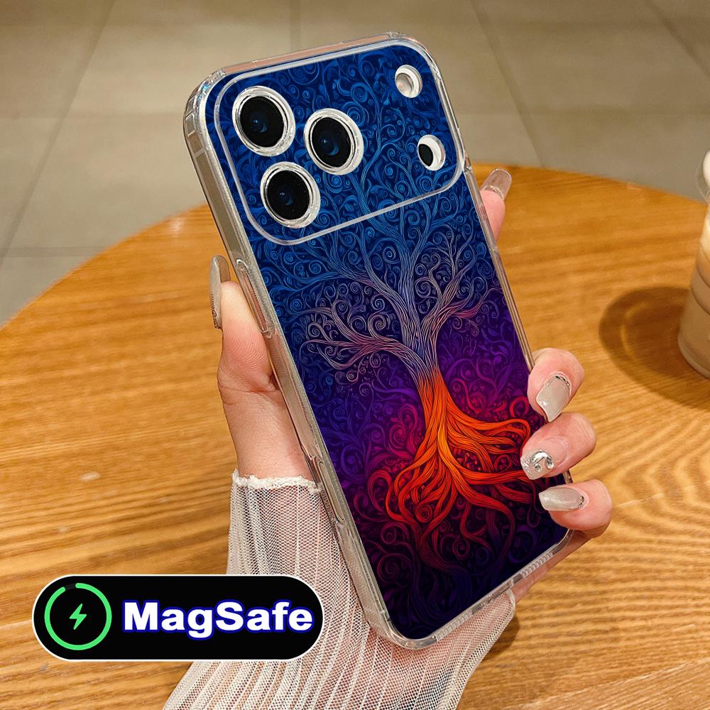 Coque de téléphone portable Arbre de Vie du Monde pour iPhone 17 16 15 14 13 12 11 Air Pro Max Plus Mini Magsafe Coque Transparente Colorée