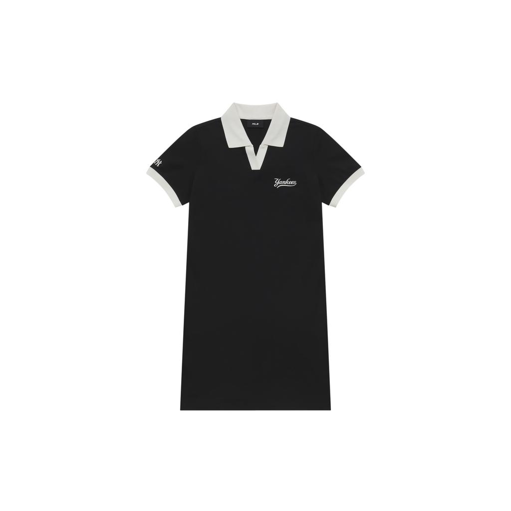 New MLB New York Yankees Basic Collection SS25 Short Sleeved Dress Women's Black 3FOPB0253-50BKS