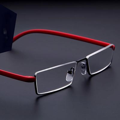 Metal Anti-Blue Light Reading Glasses Men Half Frame Prescription Eyeglasses Male TR90 Eyewear With Case Óculos +1.75