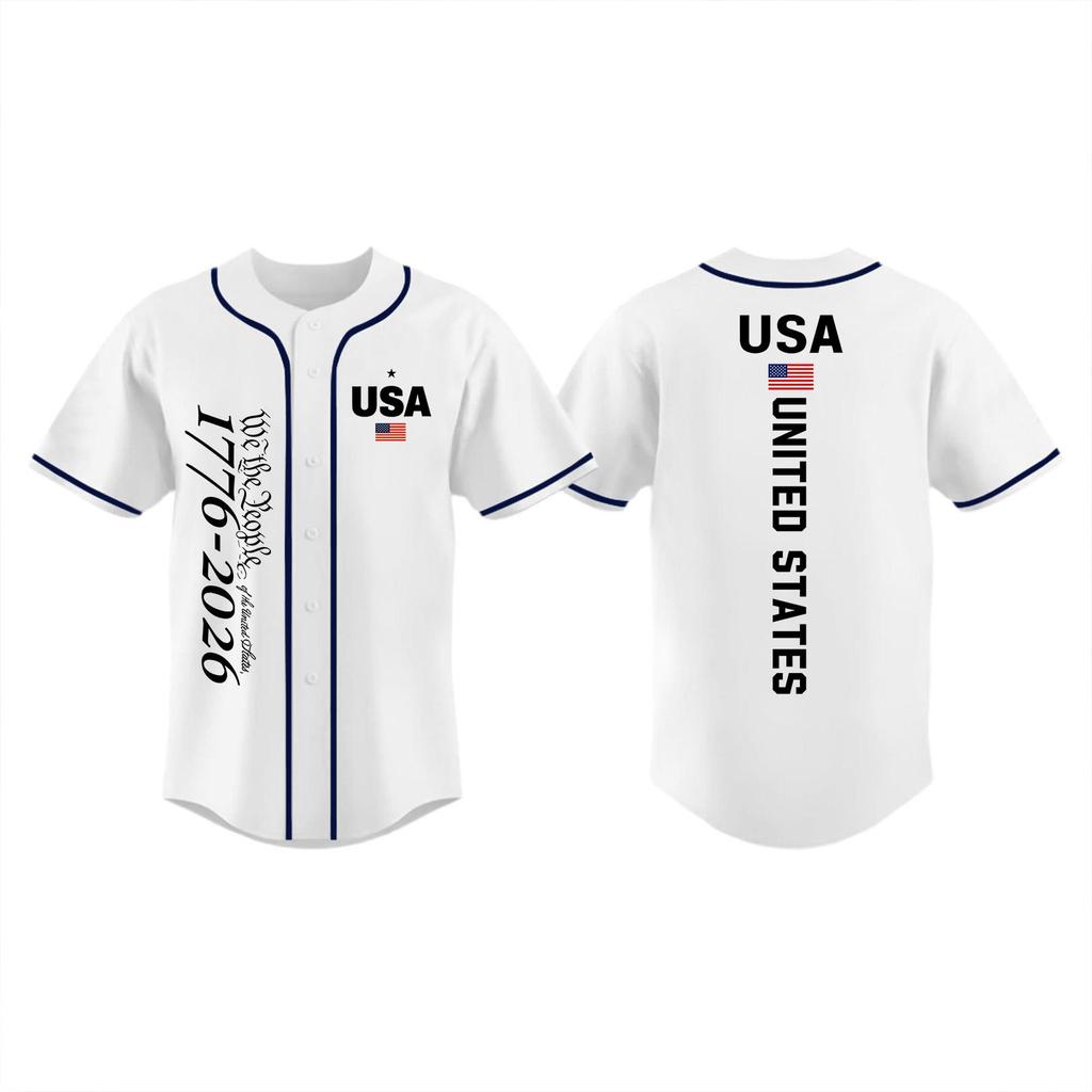 Unisex Baseball Jersey with Independence Day Print Adult Athletic Shirt Lightweight Breathable Fabric Suitable for Sports and Casual Wear
