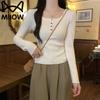 MiiOW Women's Ribbed Knit Square Neck Long Sleeve Base Layer