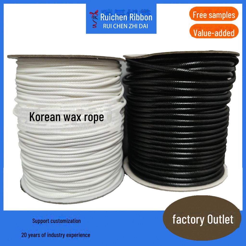 Korejská černá voskovaná šňůra, 1,0 mm-3 mm, Ručně vyráběná DIY pro náramky a náhrdelníky
