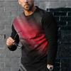 3D Digital Printing T-shirt Street Trend Long Sleeved O-neck Pullover T-shirt Large Men Long Sleeved Casual Sports Men Clothing