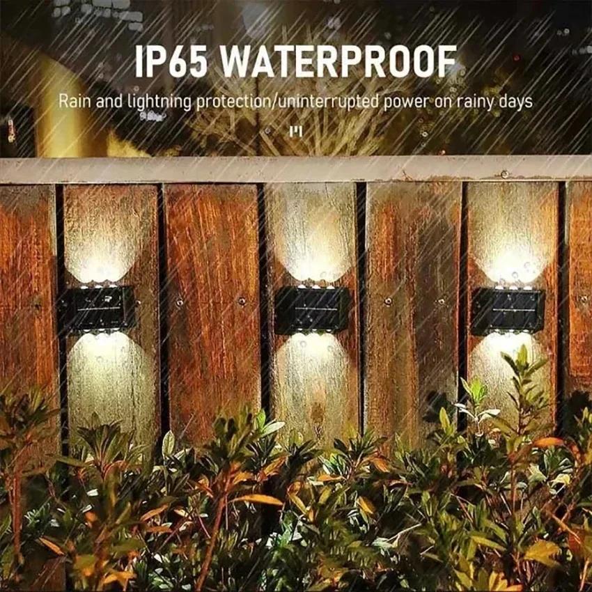 Lampada da Parete Solare per Esterno Impermeabile Alimentata a Energia Solare 6 LED Illuminazione Su e Giù Decorazione Giardino Cortile Casa Lampada da Parete