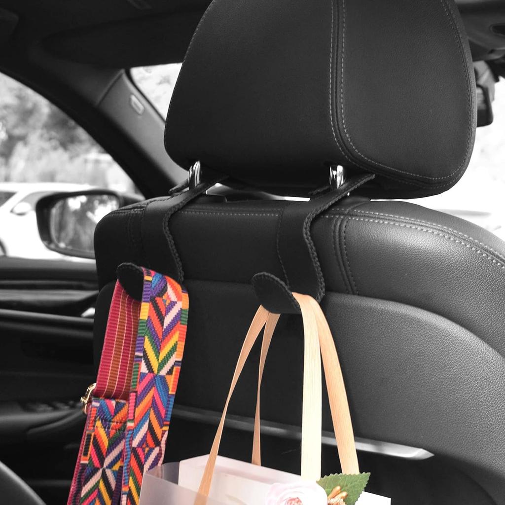 Leather Purse Hooks For Car, 2 Pack Car Purse Holder, Car Headrest Hooks Holders For Hanging Purses And Bags Coats Grocery Bag Backpack