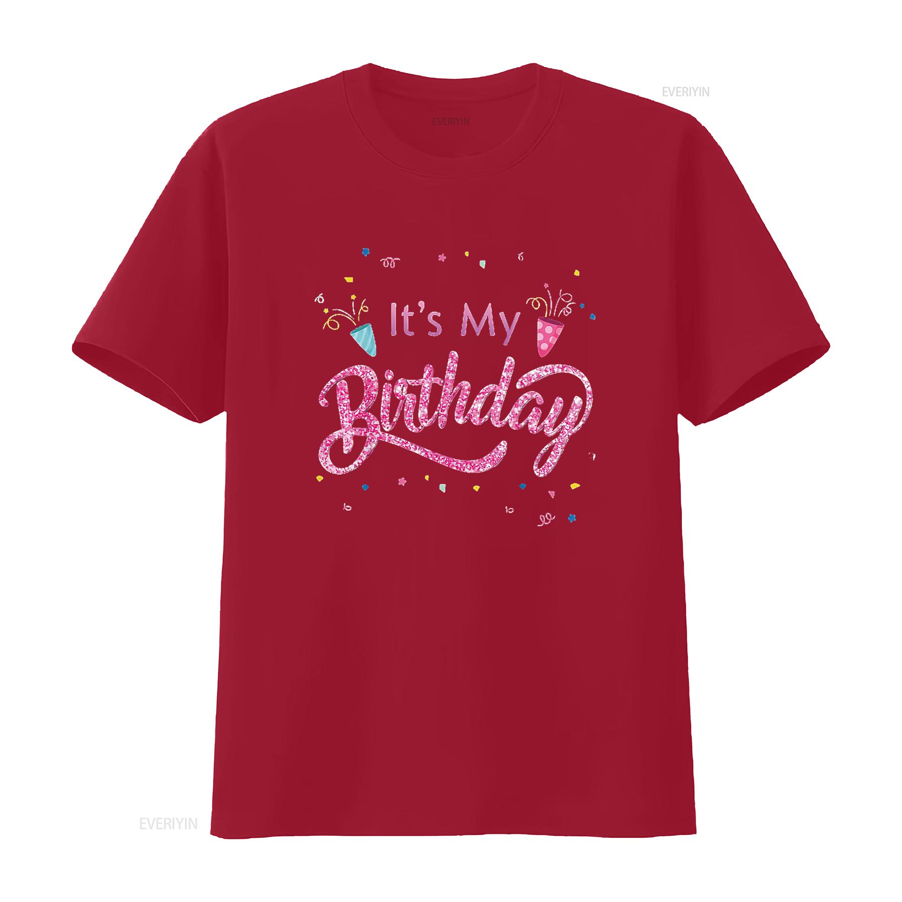 

It s My Birthday T Shirt Womens Black vintage Washed designer clothes Breathable Stretched Versatile Soft Casual homme Stylish S