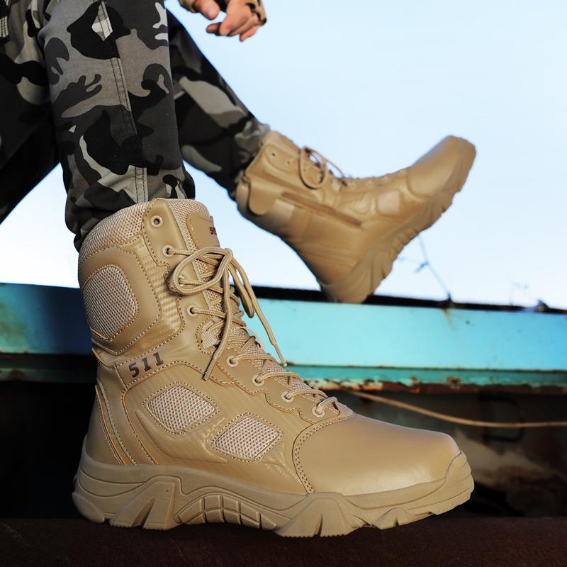 New Men Tactical Boots Waterproof Safety Desert Hunting Hiking Shoes Work Unisex Lace Up Army Brand Motorcycle Climbing Shoes