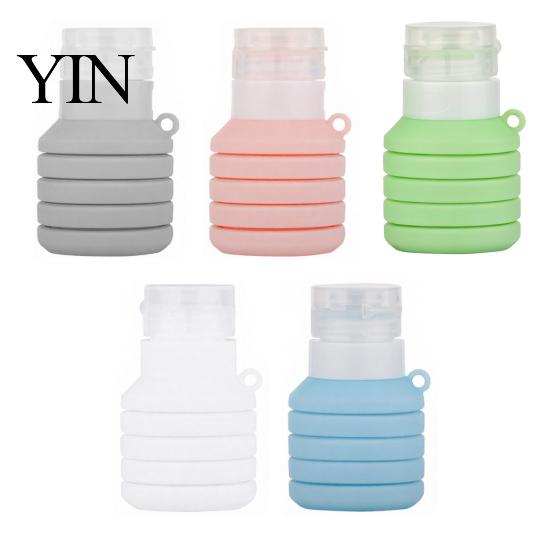 Foldable Liquid Dispensers 50/110ML Collapsible Silicone Travel Bottle for Toiletries, Leak Proof Reusable Toiletry Bottles Size Container, Refillable