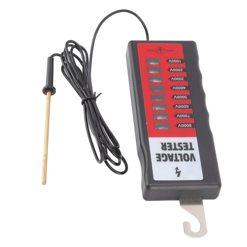 Electric Fence Tester LCD Screen Voltage Meter 10KV Portable Tool with 8pcs Light for Farm