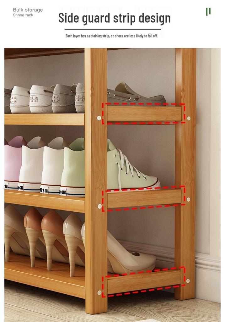 Camphor Bamboo Multi-layer Shoe Rack - Space-saving Floor Storage Cabinet for Dormitory Entrance