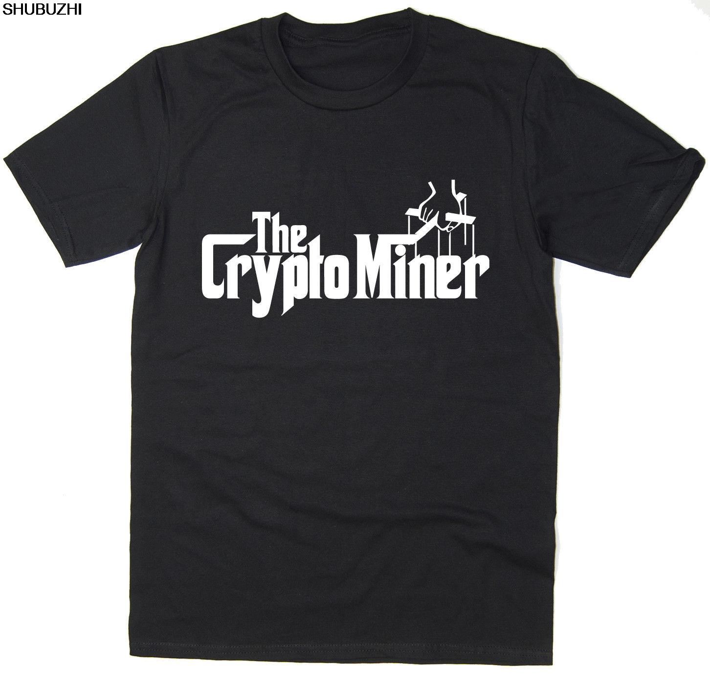 The Crypto Miner TShirt Godfather Spoof cryptocurrency bitcoin BTC mining cotton tshirt for men brand tshirt S