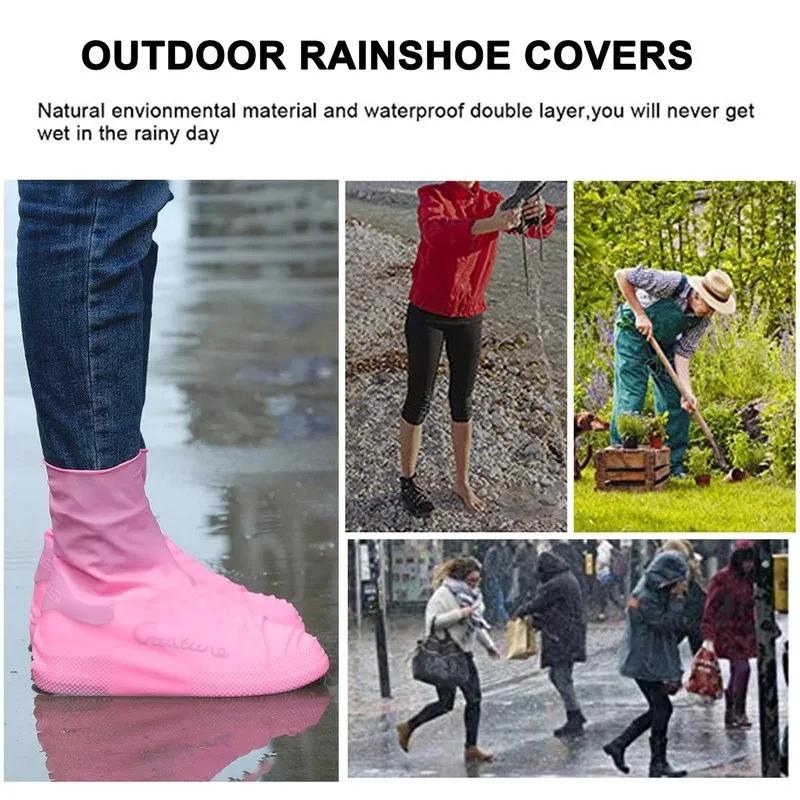 1 Pair Rubber Rain Boot Overshoes For Outdoor Use Silicone Waterproof Shoe Covers Rainy Day Shoe Cover Reusable Non-Slip Rain