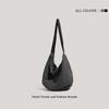 Lazy Wind Large-capacity Canvas Bag New Solid Color Gray and White Plaid Shoulder Tote Bag
