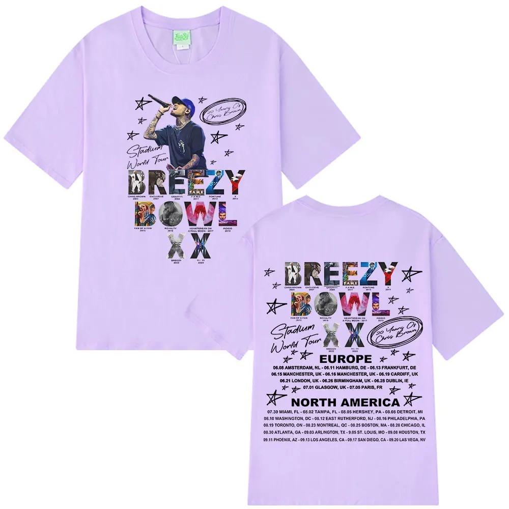 Rapper Chris Brown Breezy Bowl XX Tour 2025 T-shirt Men Women Fashion Hip Hop T Shirt Casual Oversized T-shirts Fans Gift