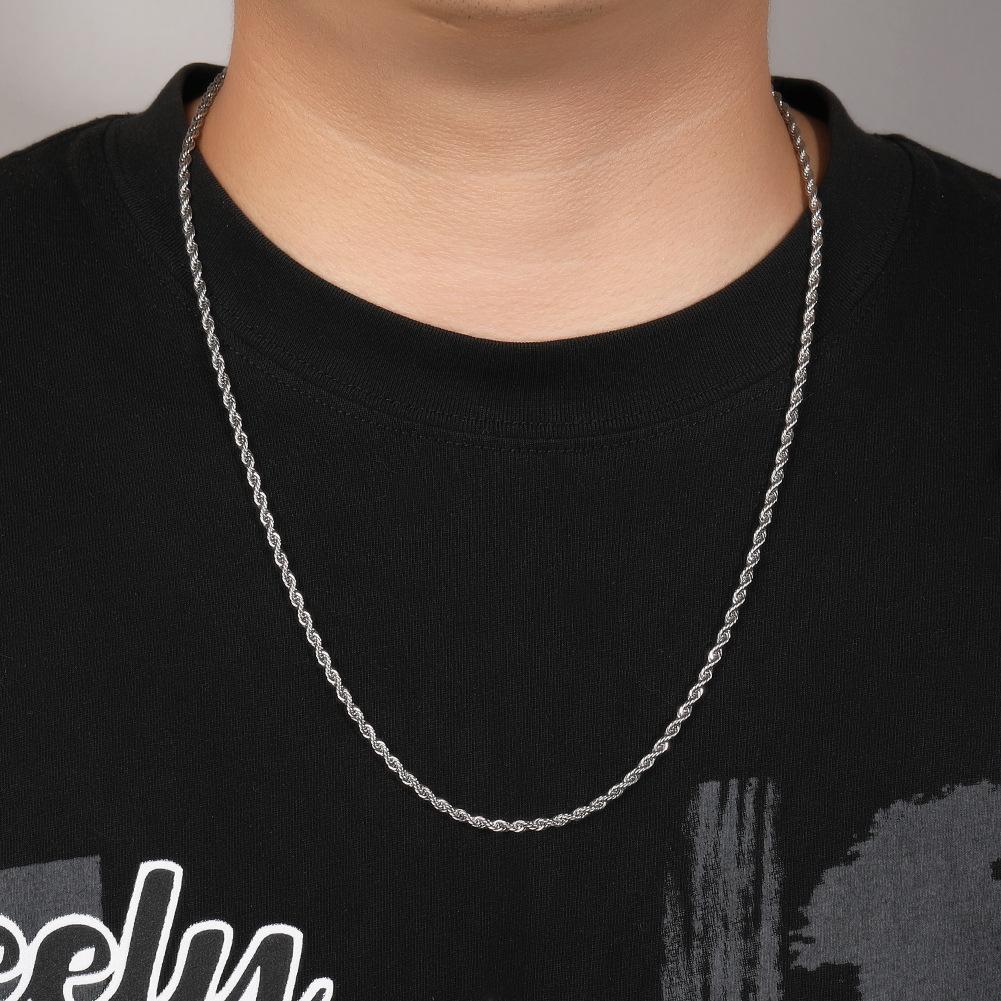 Necklace Boys Hip Hop Versatile Stainless Steel Gold Twist Chain Niche Plain Chain Twist Rope Chain Jewelry