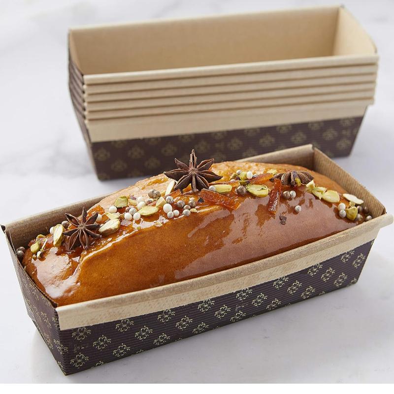 Boutique Disposable Rectangular Paper Loaf Pan Molds Oven Safe Cake Mold For Baking Bread Meatloaf Bundt Cake Sweets