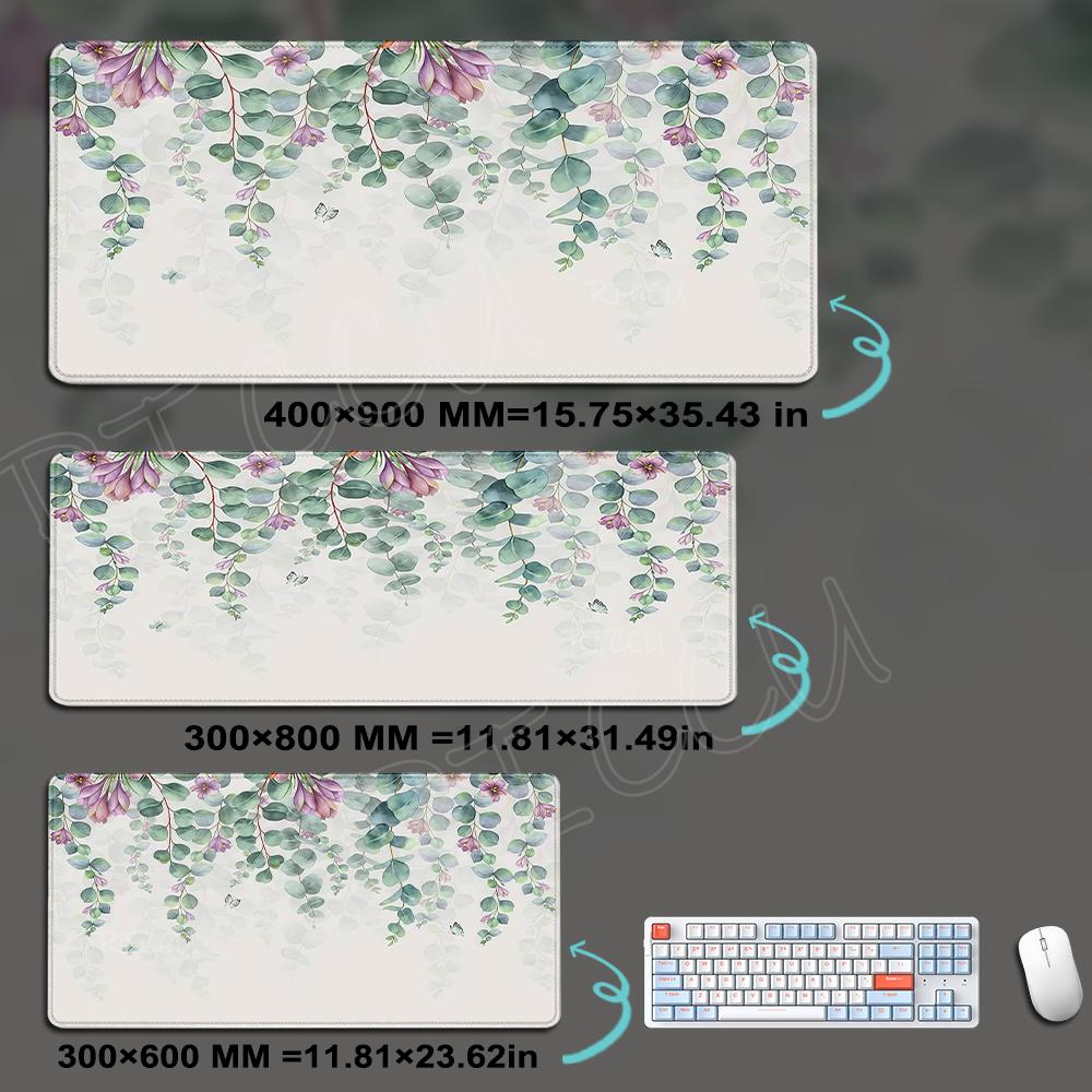 Aesthetics Plant Mouse Pad Flowers Green Leaves Mousepad XXL Soft Natural Rubber PC Desktop Pads Large Gamer Mousemat Table Mat