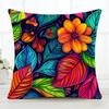 Dark Green Floral Pillow Case Fashion Square Pillowcase Bedroom Sofa Room Ins Decoration Leisure