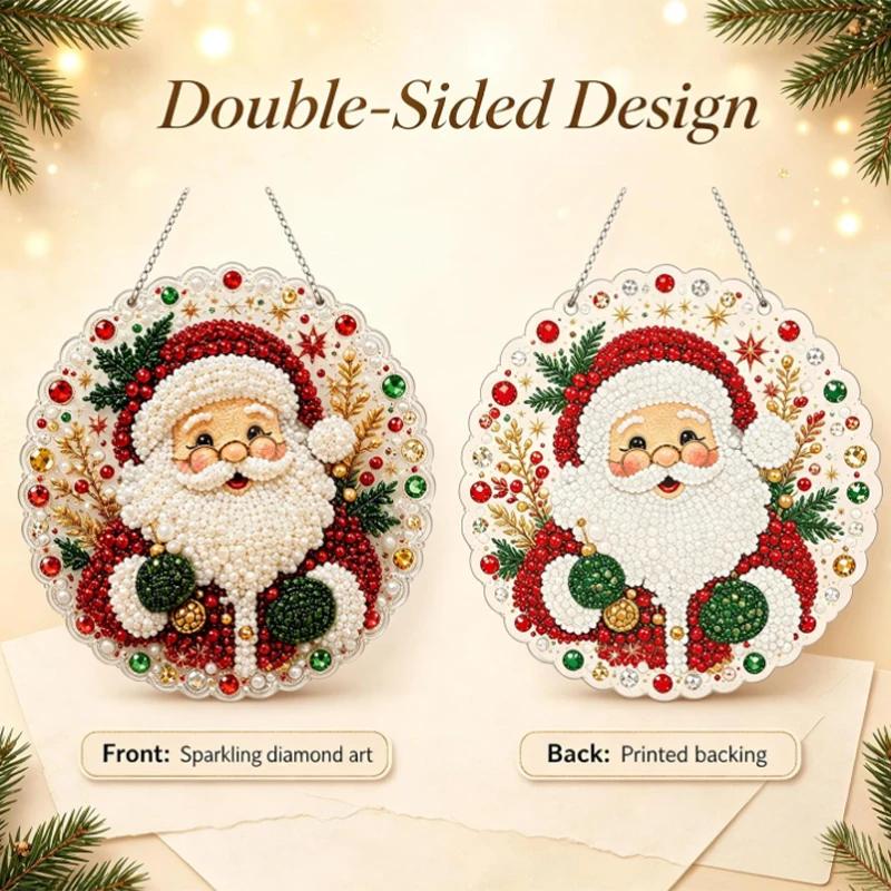 Perlen Diamantmalerei Sonnenfänger Set Bastelset Acryl Runde Platte mit Spitzenrand Perlen Basteln Weihnachten Diamantmalerei